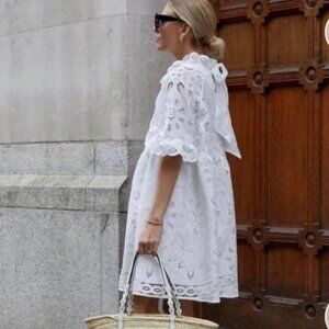 Sezane Ninon white broderie dress